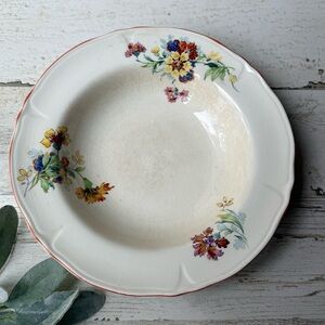 Antique Ceramic Mount Clemens Rimmed Soup Bowl (Stained & Crazing) Fall Decor